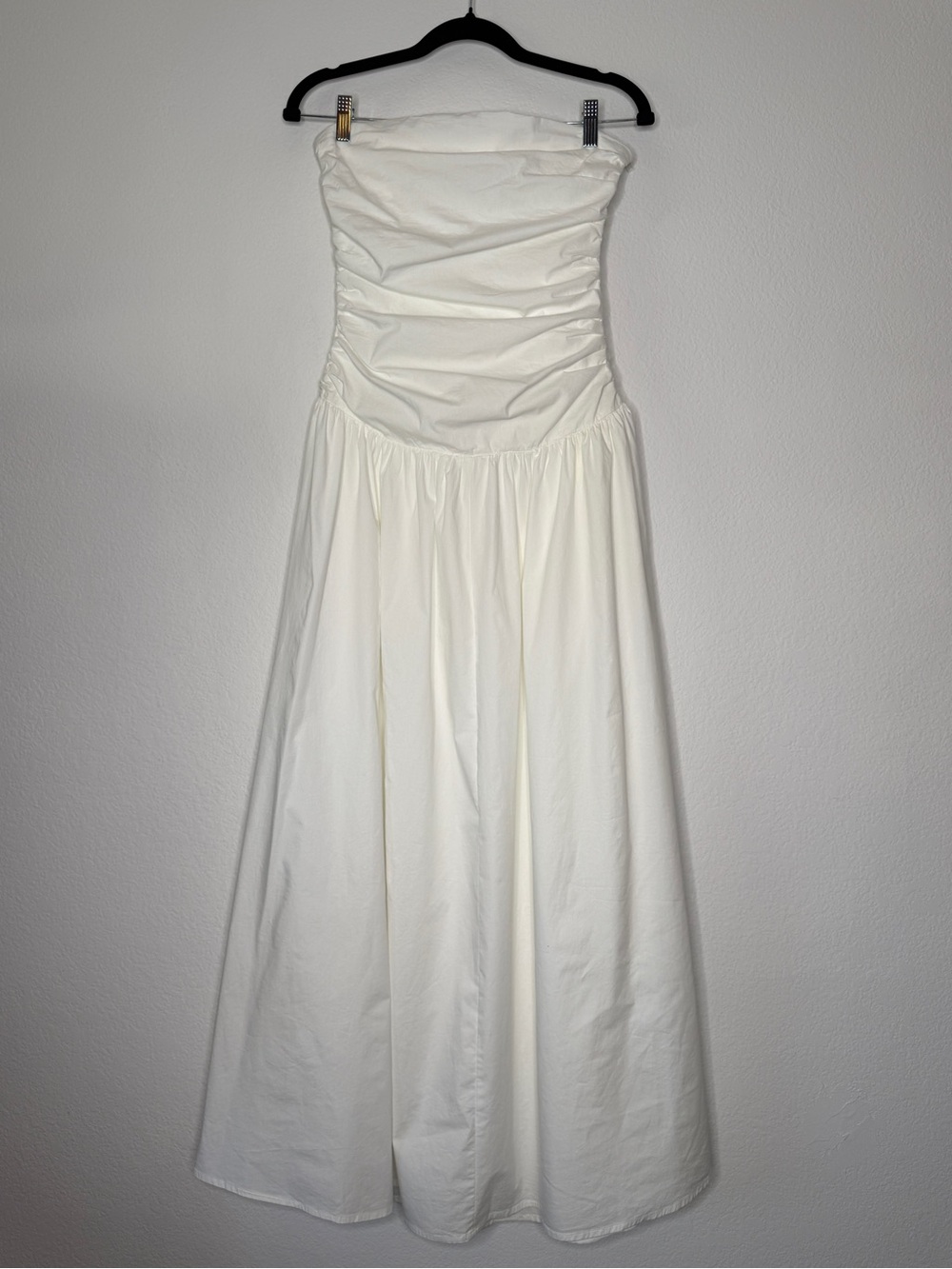 Peppermayo Strapless Ruched White A-Line Dress